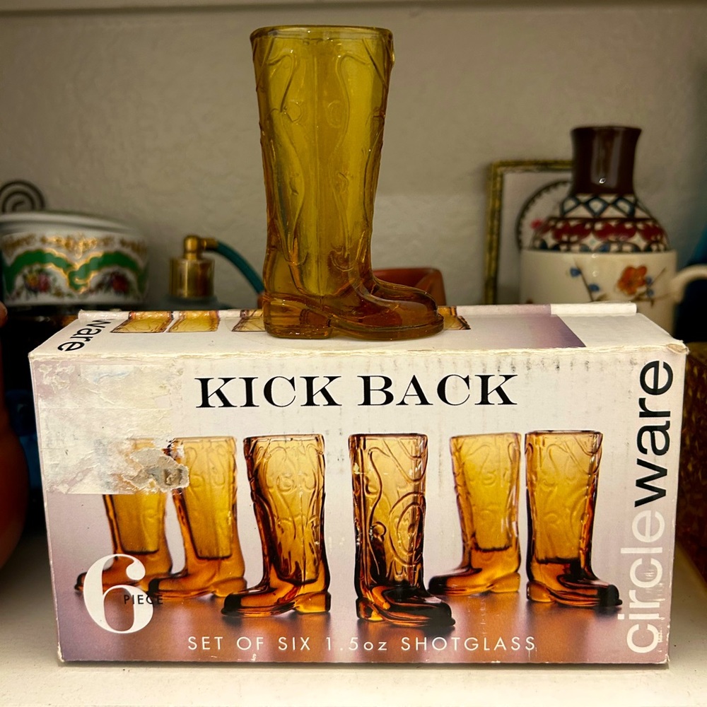 Amber cowboy western Boot Shot Glass Set